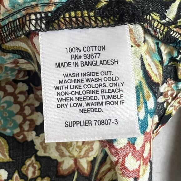 A.N.A Blouse Top Button Up Size XXL Floral Cuffed Sleeve Long Sleeve V Neck - Picture 7 of 7